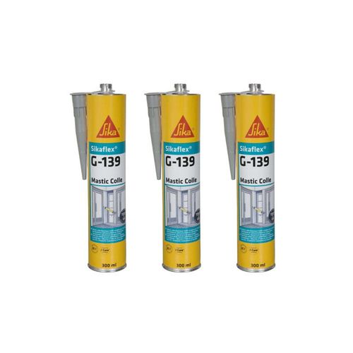 Lot de 3 mastic-colle à prise rapide SIKA Sikaflex G 139 - Gris béton - 300ml