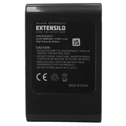 EXTENSILO Batterie compatible avec Dyson DC45, DC44 Exclusive aspirateur, robot électroménager - Type B (5000mAh, 22,2V, Li-ion)