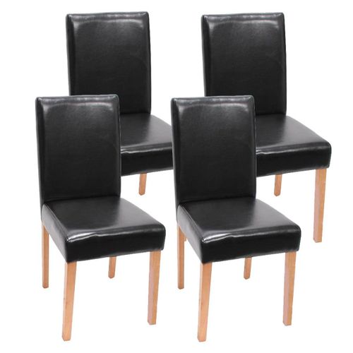 Lot De 4 Chaises De Salle À Manger Synthétique Noir Pieds Clairs Cds04145
