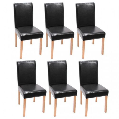 Lot De 6 Chaises De Salle À Manger Synthétique Noir Pieds Clairs Cds04245