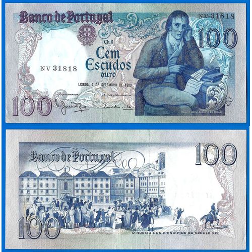 Portugal 100 Escudos 1980 Billet Barbosa Du Bocage Billet Escudo