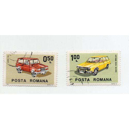 Roumanie- Lot De 2 Timbres Oblitérés- Construction Automobile