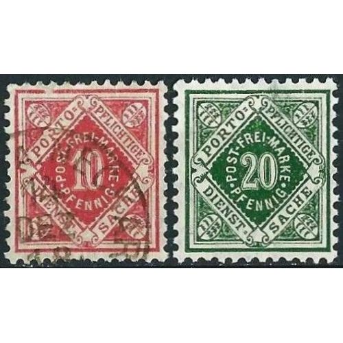 Allemagne, Empire, Ancien État De Wurtemberg, 2 Beaux Timbres De Service - 41, 10pf Rose De 1907 Oblitéré, Et 144, 20pf Vert De 1921, Neuf*/Ob. -