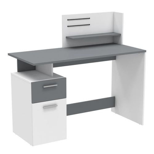 Bureau Multifonction 121,5x110x55 Cm Blanc Et Gris