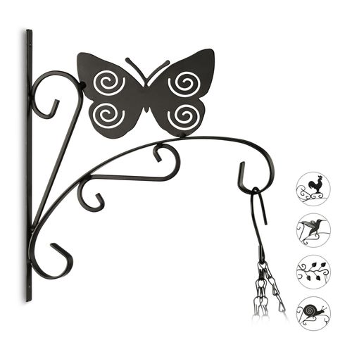 Relaxdays Crochet Mural Pour Plantes Suspensions Pot De Fleurs Papillon Escargot Feuille
