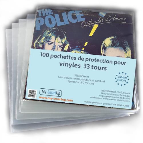 LOT 100 POCHETTES pour vinyle 33t, 100 microns
