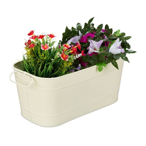 Relaxdays Bac Pour Fleurs, En Métal, Caisses De Balcon Vintage, Pour Plantes, Longueur