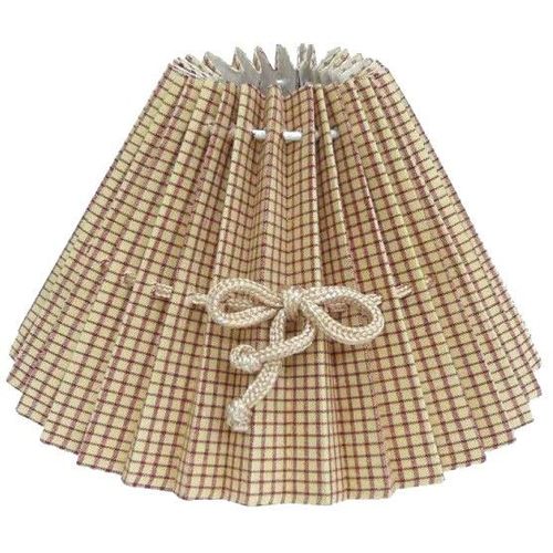 Abat-Jour Rond Beige À Petits Carreaux Ø 40 Cm Avec Lien Pour Noeud