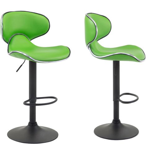 Lot De 2 Tabourets De Bar Design Contemporain Pieds En Métal Noir Assise En Synthétique Vert 10_0000341