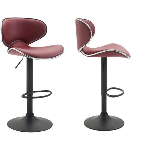Lot De 2 Tabourets De Bar Design Contemporain Pieds En Métal Noir Assise En Synthétique Bordeaux 10_0000338