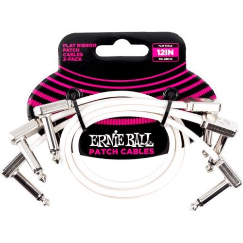 Ernie Ball - 6386 - Flat Ribbon - Pack De 3 - Coudé Fin Et Plat - 30 Cm - Blanc