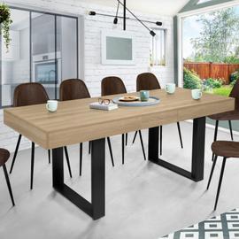 Table de salle à manger pliable effet bois marron rustique