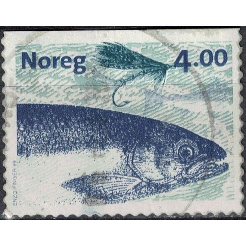 Norvege Oblitération Ronde Used Stamp Pêche À La Mouche Truite