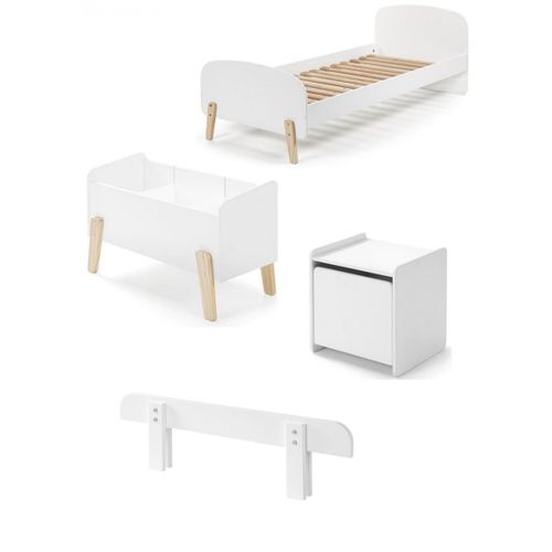 Vipack Kiddy Lit Simple + Chevet + Barrire De Lit + Coffre Jouets