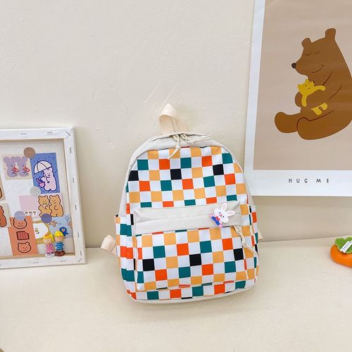 Sac à Dos En Nylon Imperméable Pour Hommes Et Femmes Sac D'école Maternelle Petit Sac à Dos Léger Plaid De Loisirs