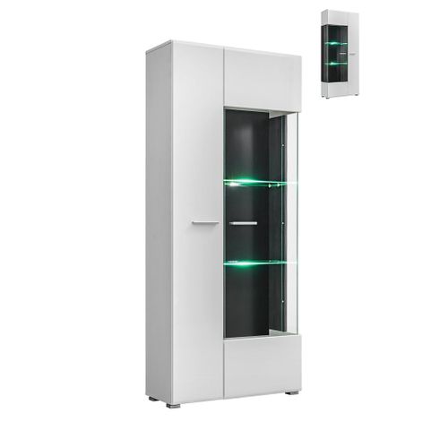 Vitrine Reversible Warner Blanc Laque Et Bois Noir Avec Led 80 X 190 Cm