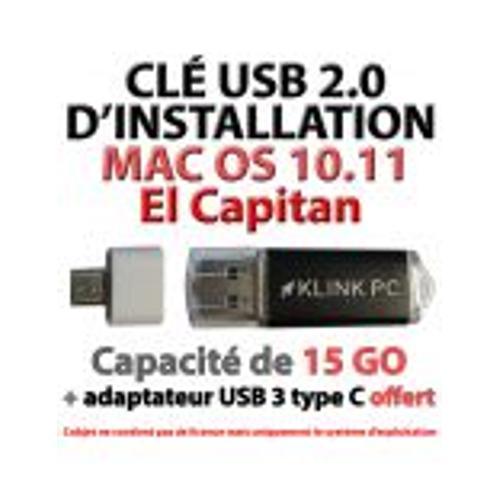 Clé USB d'installation Mac OS 10.11 El Capitan (Klink PC)