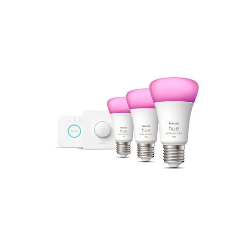 Philips Hue White And Color Ambiance E27 Kit De Démarrage 3 Ampoules + 1 Bouton Intelligent