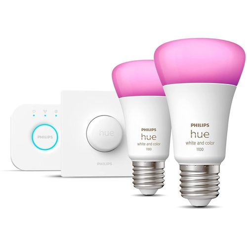 Philips Hue White And Color Ambiance E27 Kit De Démarrage 2 Ampoules + 1 Bouton Intelligent