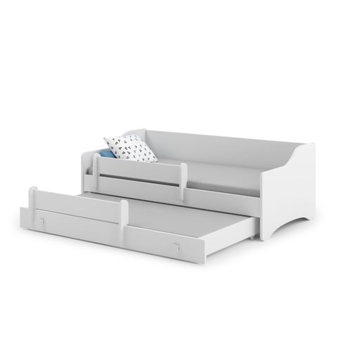 Lit Gigogne Enfants 160x80 + 2 Matelas + 2 Sommiers + Barriere De Securite