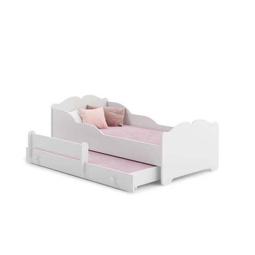 Lit Gigogne Enfants 160x80 + 2 Matelas + 2 Sommiers + Barriere De Securite