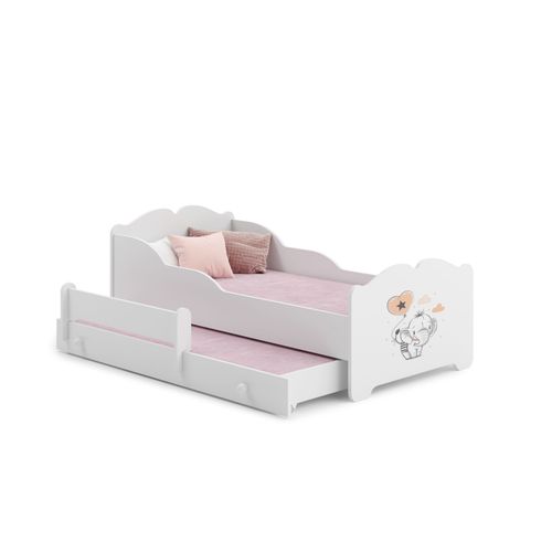 Lit Gigogne Enfants 160x80 + 2 Matelas + 2 Sommiers + Barriere De Securite