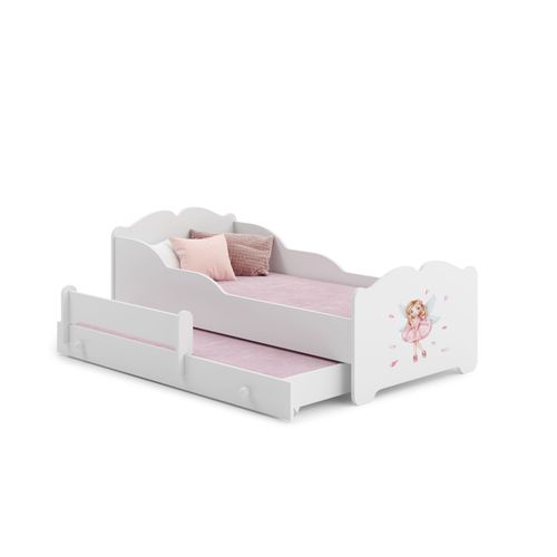 Lit Gigogne Enfants 160x80 + 2 Matelas + 2 Sommiers + Barriere De Securite