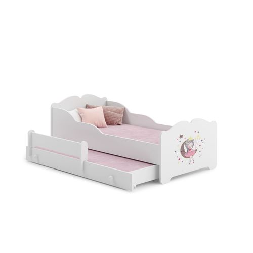 Lit Gigogne Enfants 160x80 + 2 Matelas + 2 Sommiers + Barriere De Securite
