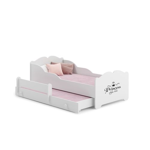 Lit Gigogne Enfants 160x80 + 2 Matelas + 2 Sommiers + Barriere De Securite