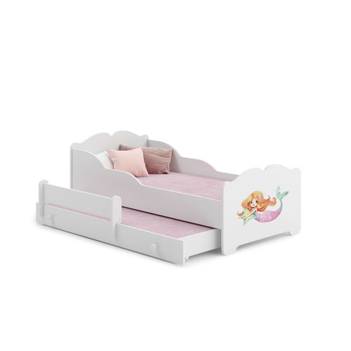 Lit Gigogne Enfants 160x80 + 2 Matelas + 2 Sommiers + Barriere De Securite