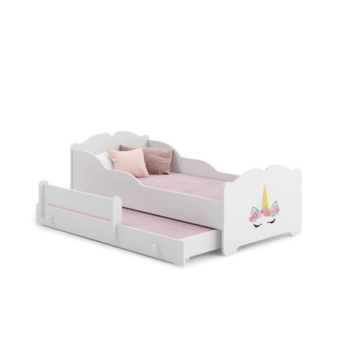 Lit Gigogne Enfants 160x80 + 2 Matelas + 2 Sommiers + Barriere De Securite