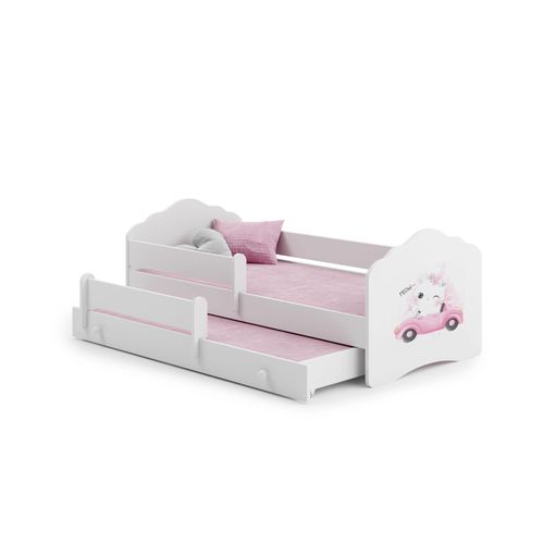 Lit Gigogne Enfants 160x80 + 2 Matelas + 2 Sommiers + Barriere De Securite