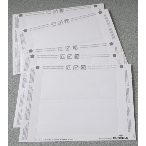 Huit Bristols De Rechange Pour Pochettes Auto-Adhésives Transparentes Pocketfix Durable 150x58mm - Imprimables Par Ordinateur - Référence Fabricant 1484 Pour Pochettes 8075 19