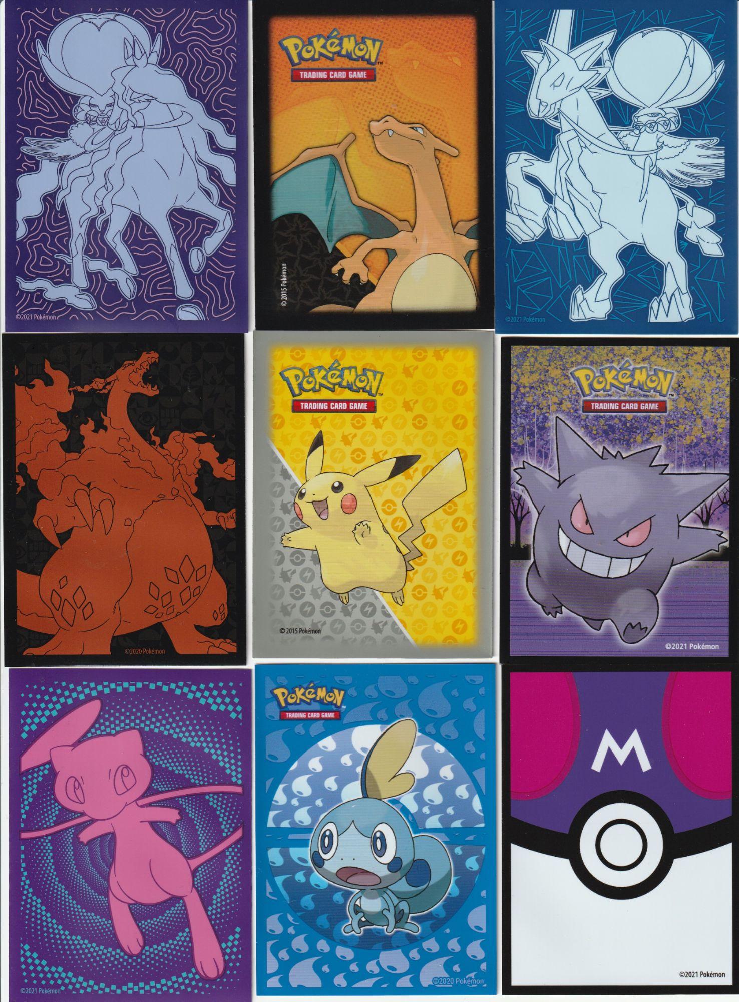 Lot 12 Sleeves Pokemon NEUF Protège Carte Mewtwo Pikachu Dracaufeu Evoli  Feunnec