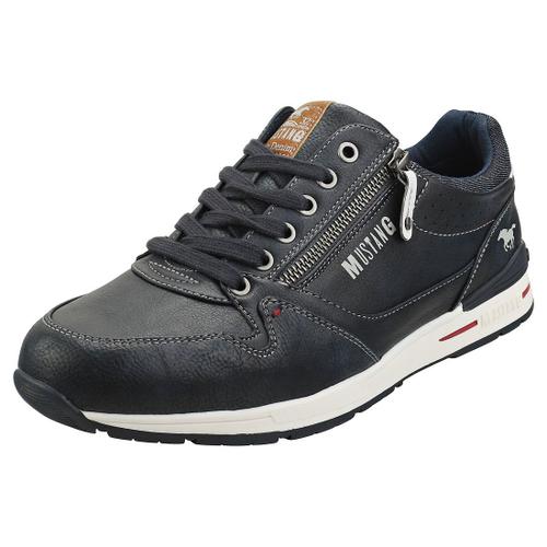 Mustang Low Top Side Zip Homme Baskets Décontracté Bleu Naval