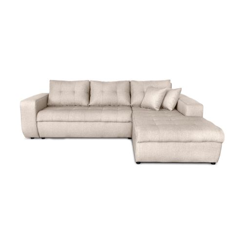 Canapé D'angle Suzie Convertible En Tissu - Angle Droit, Beige