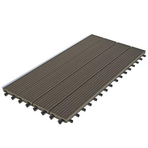 Dalle Terrasse Bois Composite clipsable - Brun Fonc? - Lot de 6 dalles 30x60cm soit 1,08m?)