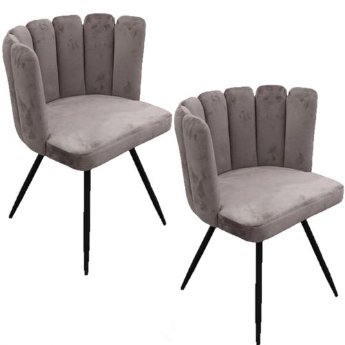Lot De 2 Chaises Design Effet Velours Ariel - Gris