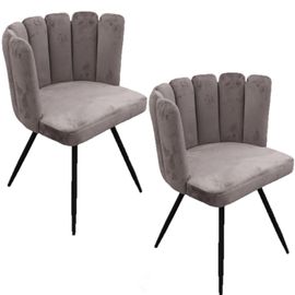 Lot De 2 Chaises Design Effet Velours Ariel - Gris