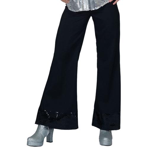 Pantalon Disco Noir Avec Sequins Sur Le Bas Femme - Taille: Small