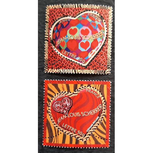 2 Timbres N° 3861-3862 - Saint Valentin - Coeurs 2006 Stéphane Rolland - Maison Scherrer
