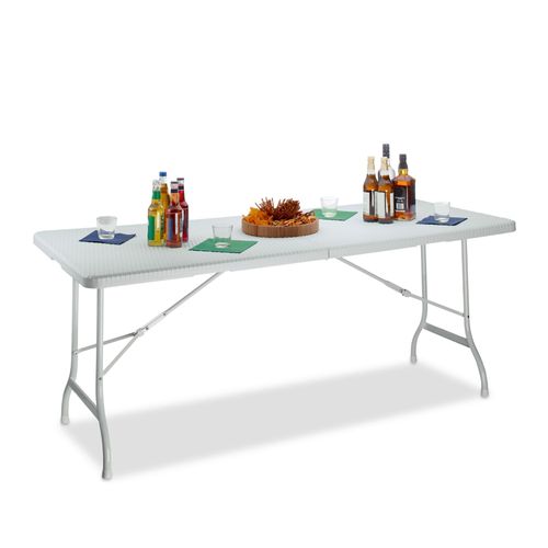 Relaxdays Table De Jardin Pliable Bastian Optique Rotin Grande Table Pliante Poignées