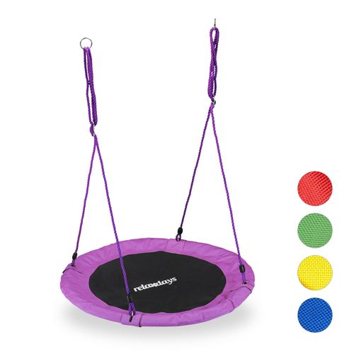 Relaxdays Balançoire Nid D'oiseau Rond 90 Cm À Suspendre Enfant Adulte Jardin Extérieur