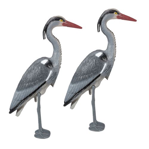 Relaxdays 2x Statues De Jardin Déco Héron Cendré Protection D?Étang Épouvantail Figurine