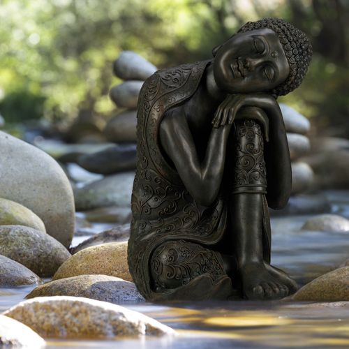 Relaxdays Statue De Bouddha Figurine Décoration Jardin Sculpture Céramique Zen 60 Cm