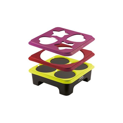Lagrange 139009 - Crêpes Créativ' - Crêpe Créative avec 3 Pochoirs en silicone Vert/Rouge/Violet
