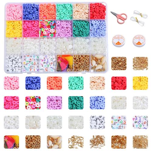 Bijoux Diy Making Beads Kit Jump Rings Acrylique Avec Boîte En Plastique Fait À La Main Or Alphabet Lettre Perles Coloré Pour Pendentifs Bracelet Coll