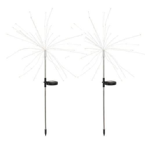 Lot De 2 Balises Solaires Décoratives À Planter Led 2x Fireworks Spike H97cm