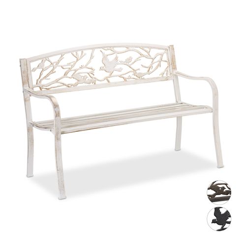 Relaxdays Banc De Jardin Oiseau Banc Extérieur Pour Repos Balcon Terrasse Étal 2 Places