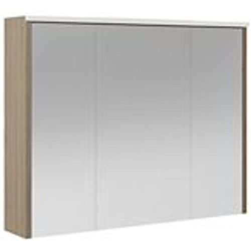 Armoire De Salle De Bains ?Clairante Avec Miroir Havana Effet Bois 90 Cm